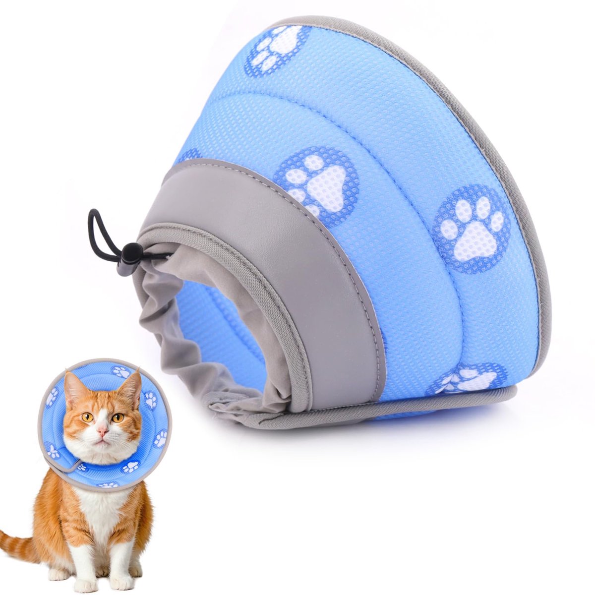 Ryoudavell - Zachte Kattenkraag - Elizabethaanse Kraag voor Herstel na Operatie – Bescherm Kraag Kat - Verstelbaar en Geschikt voor Zowel Kleine als Grote Katten en Kittens om Likken en Bijten te Voorkomen - Opvouwbaar - Maat M