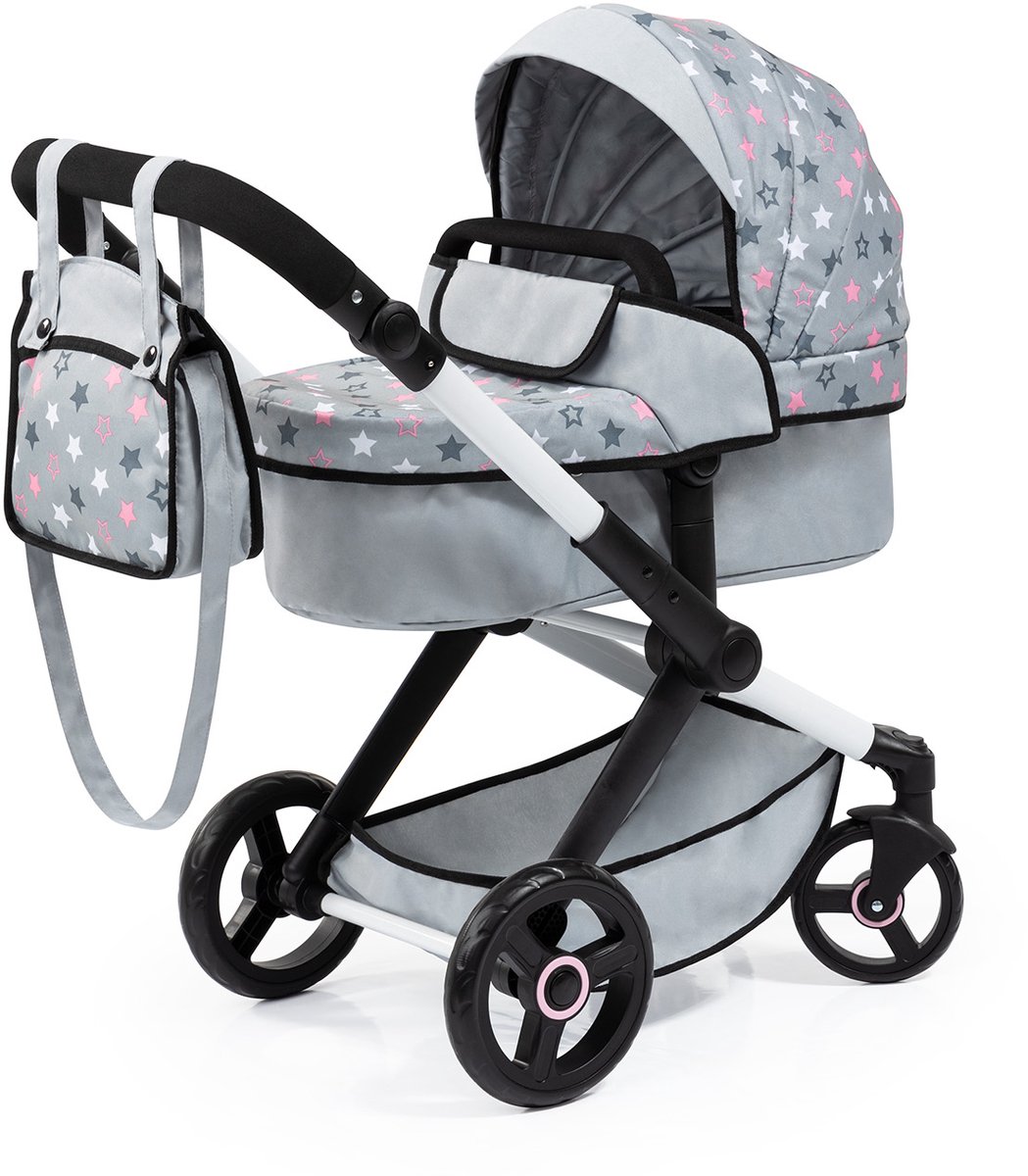 Bol.com Bayer Design - Combi Poppenwagen Xeo, tas, grijs, roze, sterren aanbieding