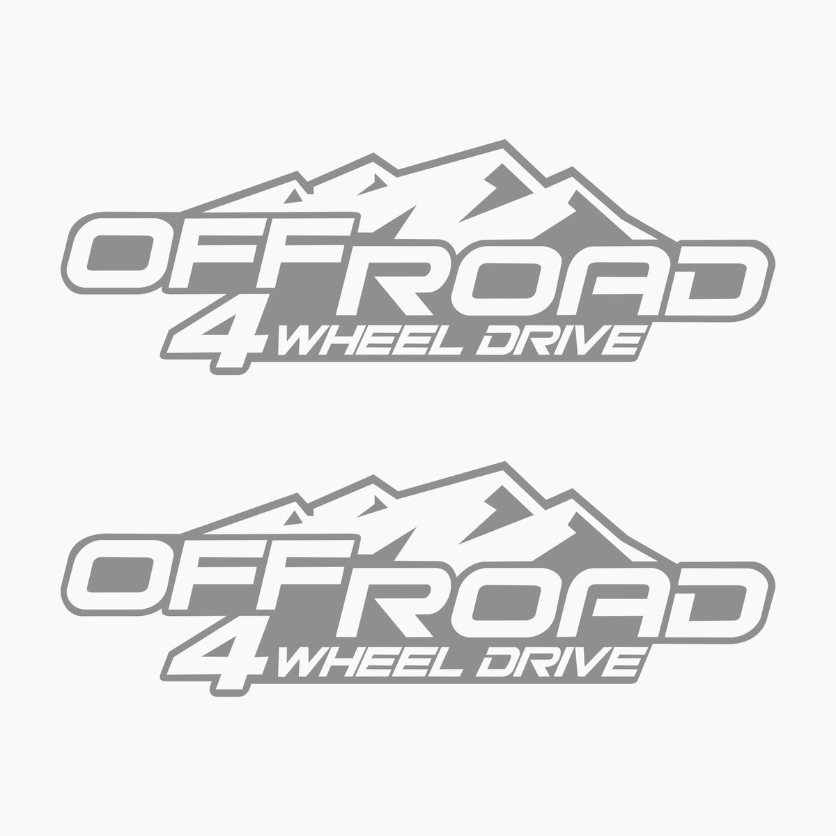 4x4 Auto Stickers - Set van 2 - Off Road Sticker - Weerbestendige Autostickers - Zelfklevend - Zilver - Voor Auto, SUV en Terreinwagen
