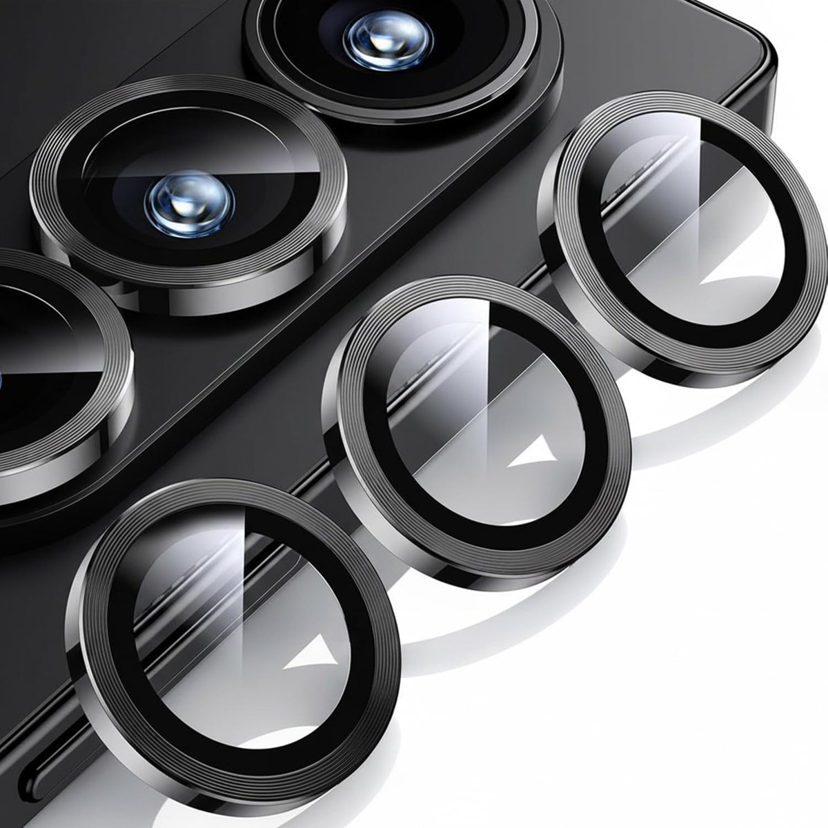 Geschikt voor Samsung Galaxy Z Fold 8 Ultra - Camera Lens Protector - Case Vriendelijk - Metaalglas - 9H - Krasbestendig - 1 Pack - Zwart