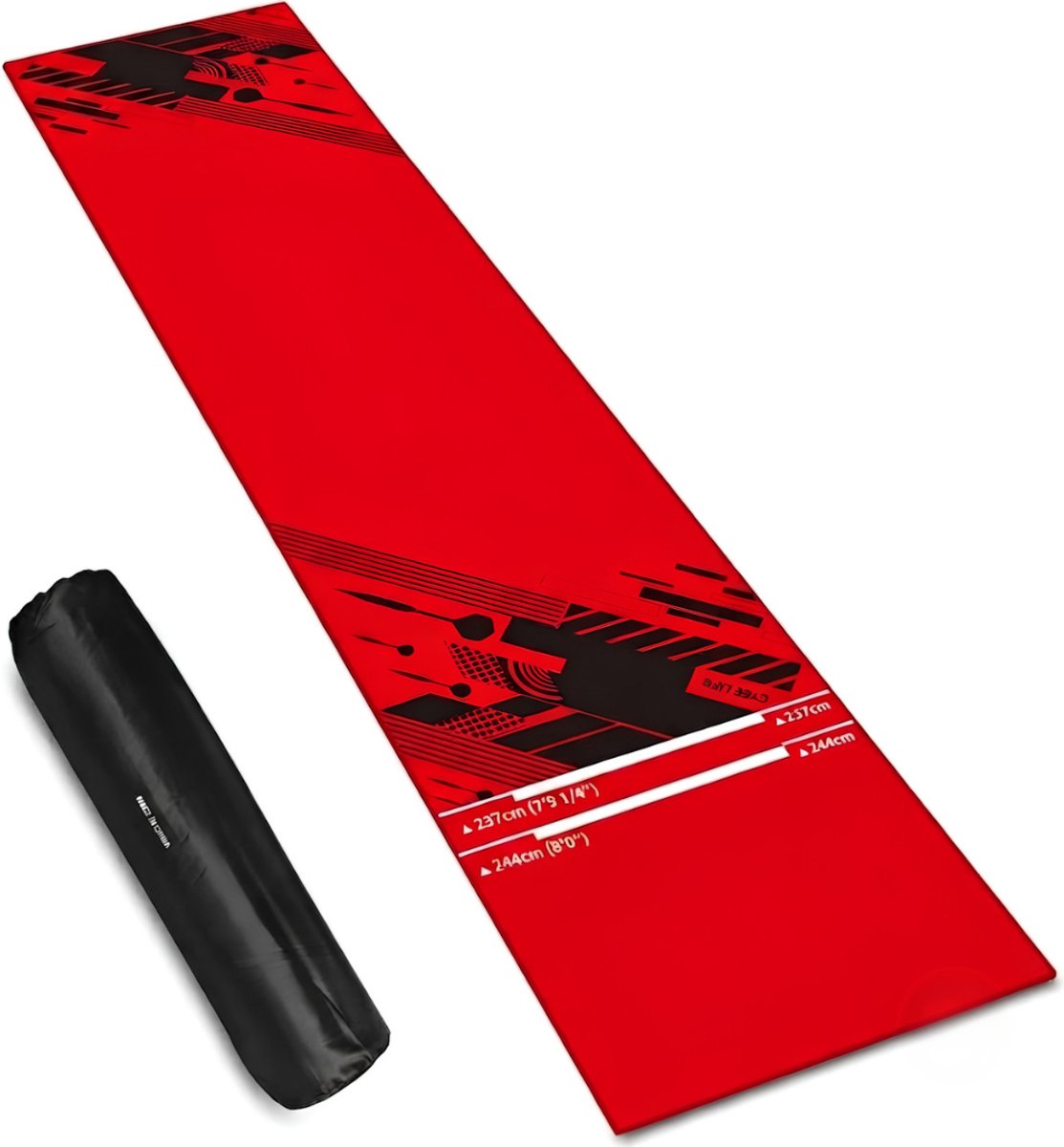 JCP® Dartmat - Dartsmat - Antislip Dartmat - Rood - 65cm x 65cm x 295cm