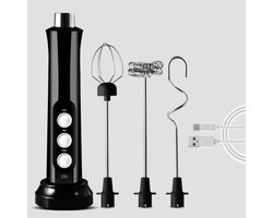 Elektrische melkopschuimer, USB-oplaadbare melkopschuimer, elektrische melkopschuimer met drie snelheden