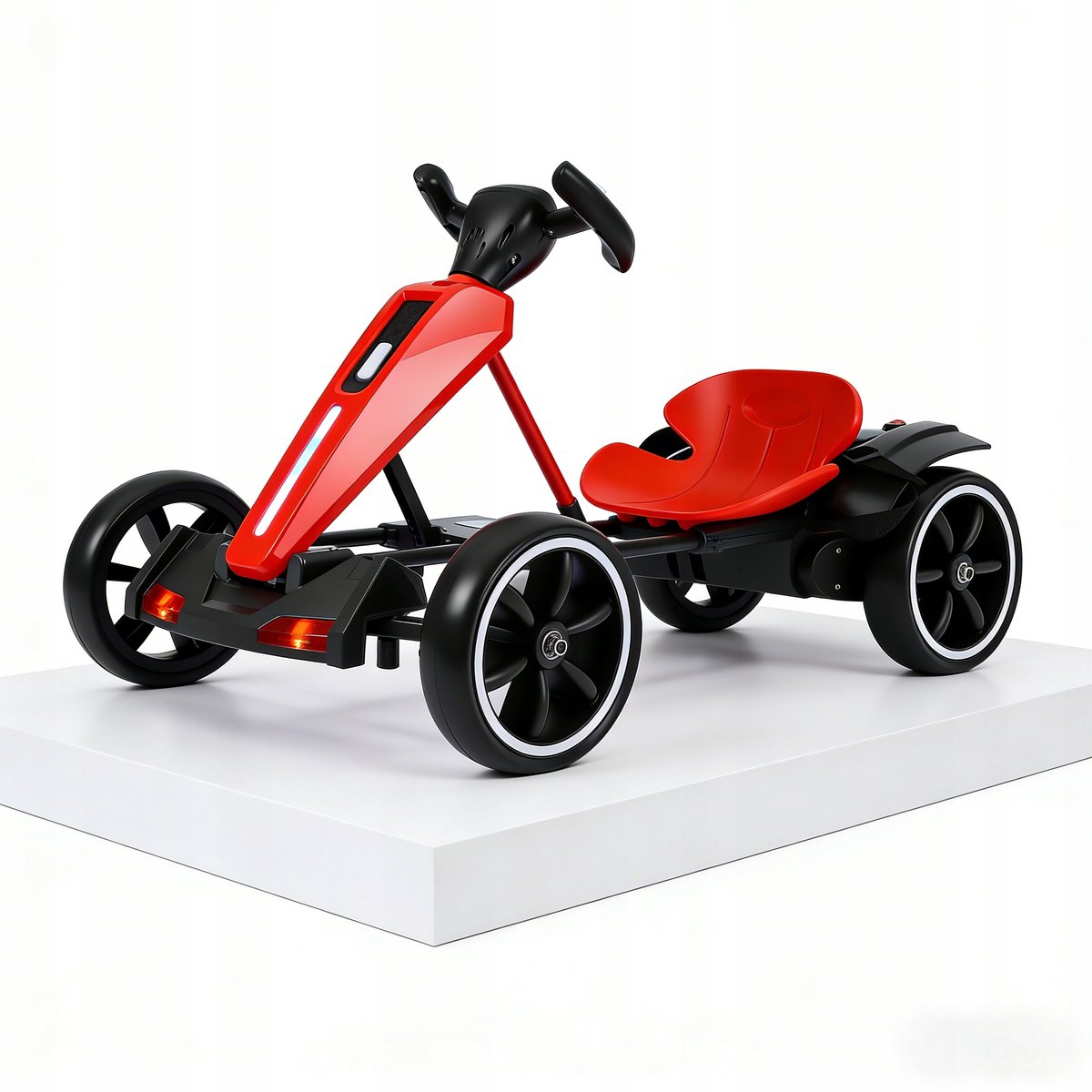 Elektrische Drift Kart voor Kinderen – Dubbel Motor Aandrijving – Afstandsbediening & LED-verlichting – Max. 50 kg – Geschikt voor Kinderen van 3-8 Jaar – EU-stekker-Rood