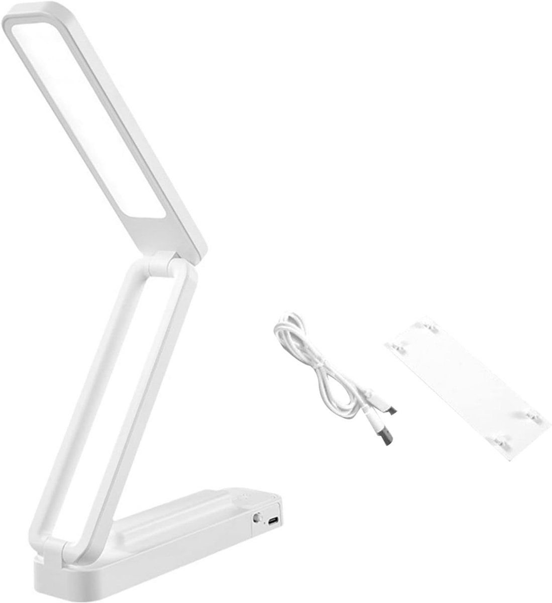 Opvouwbare Bureau Lamp - USB Oplaadbaar - 3 Kleurtemperaturen voor Thuis en Kantoor - Wit
