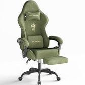 Arvioo Gaming Stoel - Voetensteun - Massage Lendenkussen - Fluweel - Groen - Verstelbaar