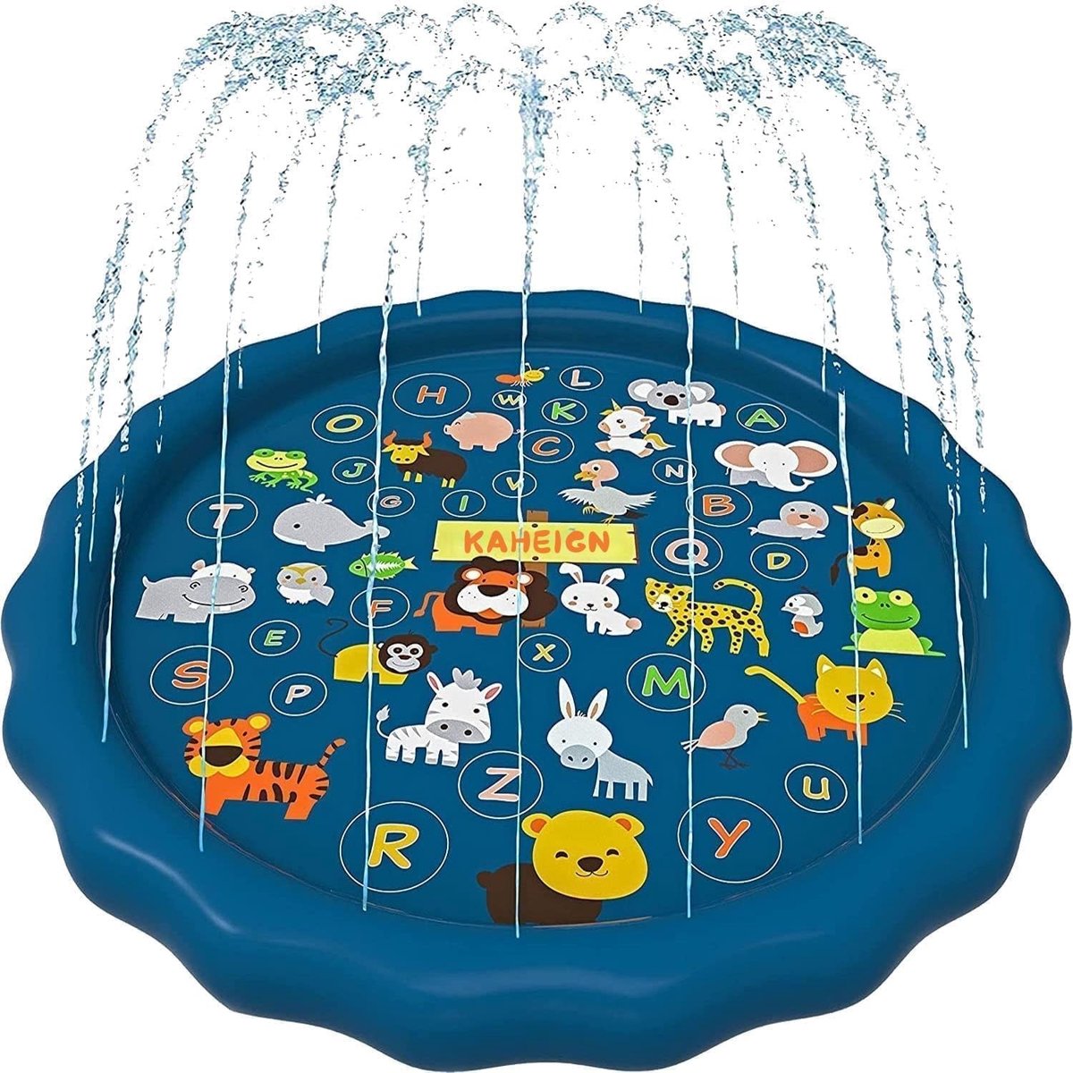 Splash Mat - Water Speelmat - Buiten Spelen - Alfabet en Dieren - 170 cm - Blauw