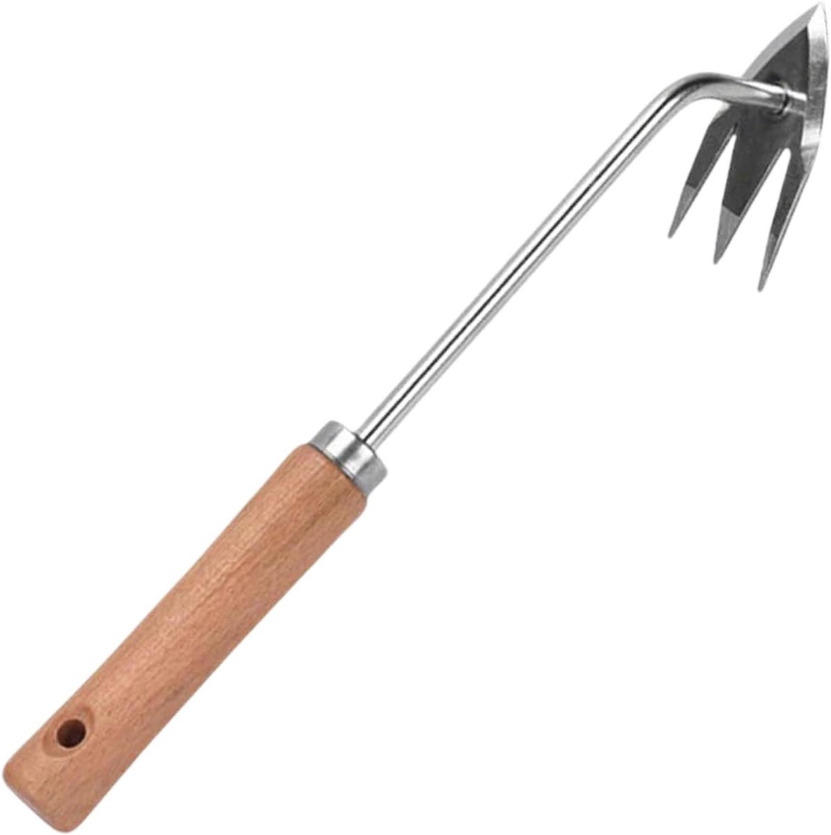 Handmatige onkruidverdelger - Onkruidgereedschap wieden - Tuinonderhoud vereenvoudigen - Ergonomische handgreep - 34 cm - Houten handvat