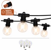 Latium IP65 Waterdicht Lichtsnoer 12m - Energiezuinig en Verlengbaar - Prikkabel - Lichtslinger Sfeerverlichting voor Buiten en Binnen - Warm Wit 2700K - 4 Extra LEDS