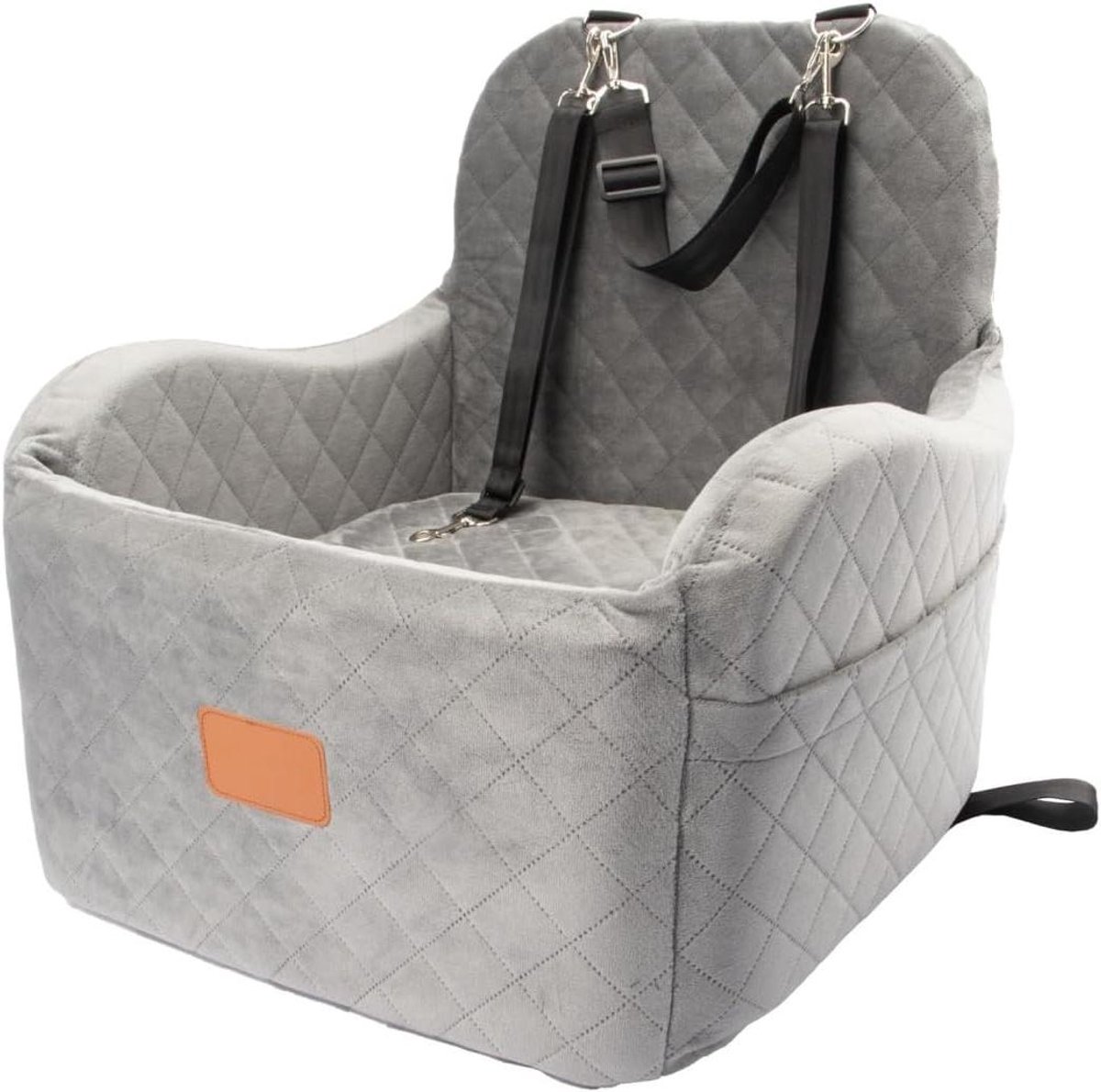 Hondenautostoel - Hondenmand Auto - Veilige Autoritten - Verhoogd Zicht - 15 cm - E-Grey