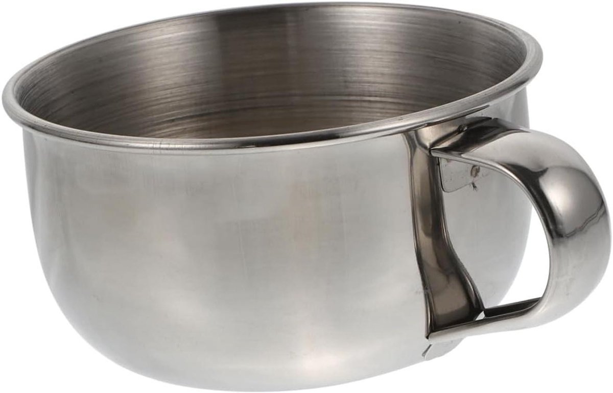 Scheerkom Roestvrij Staal - Scheerbeker Houder - Thuis Scheren - Met Handvat - 10x8.5cm - Zilver