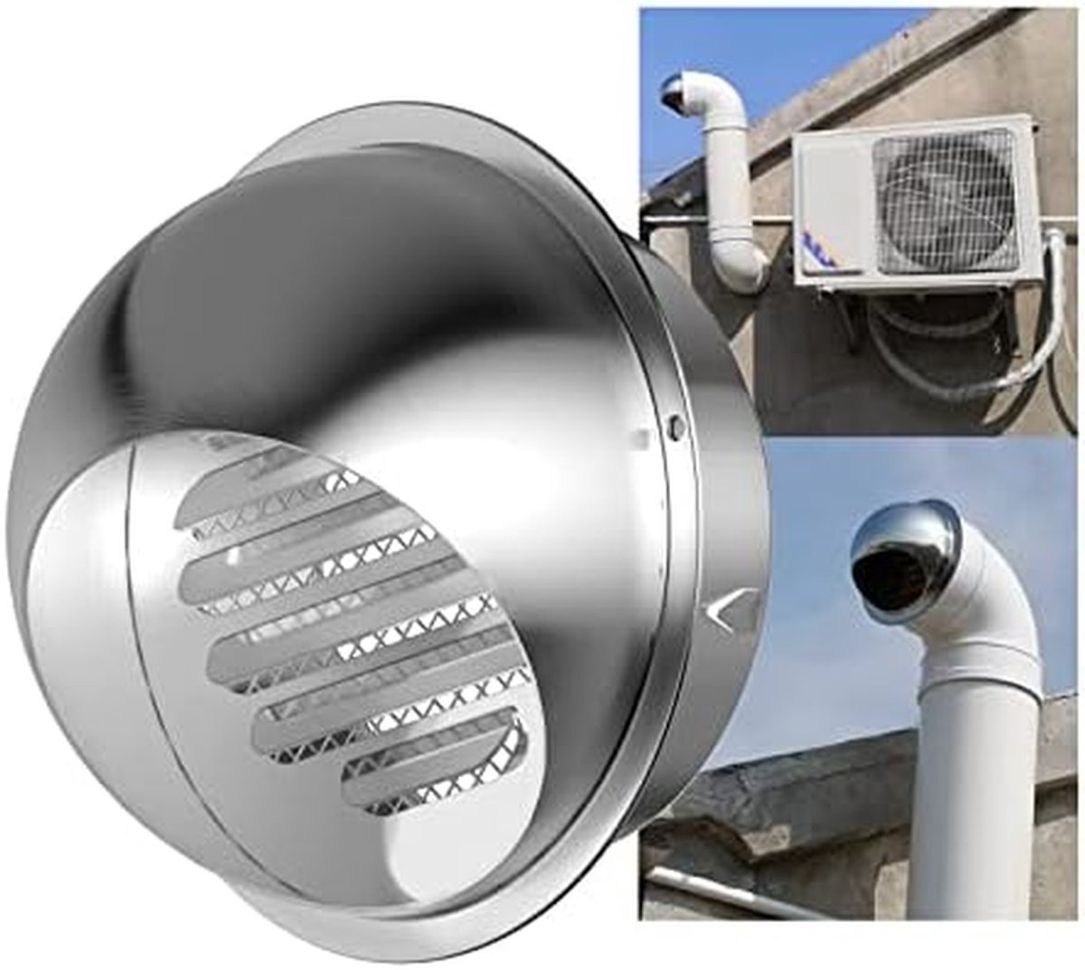 Ventilatieafdekking - Wandrooster Afzuiging - Frisse Lucht Creëren - Roestvrij Staal 304 - Universeel - Zilver