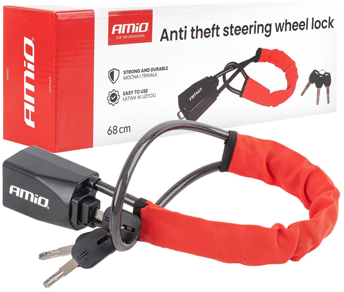 AMiO Compact Stuurwielslot voor Snelle en Simpele Diefstalbeveiliging