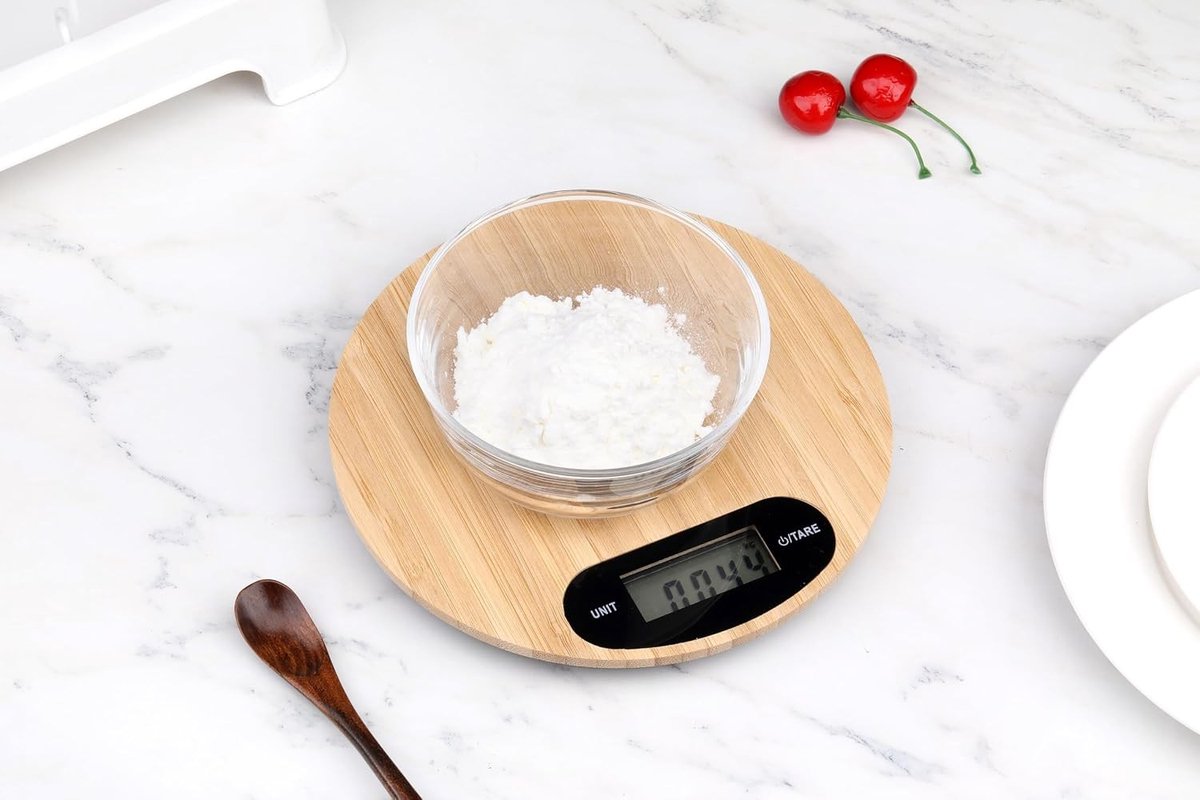 Digitale Keukenweegschaal - Bamboe - LCD-Display - Nauwkeurige Meting tot 5 kg - Voor Thuisgebruik