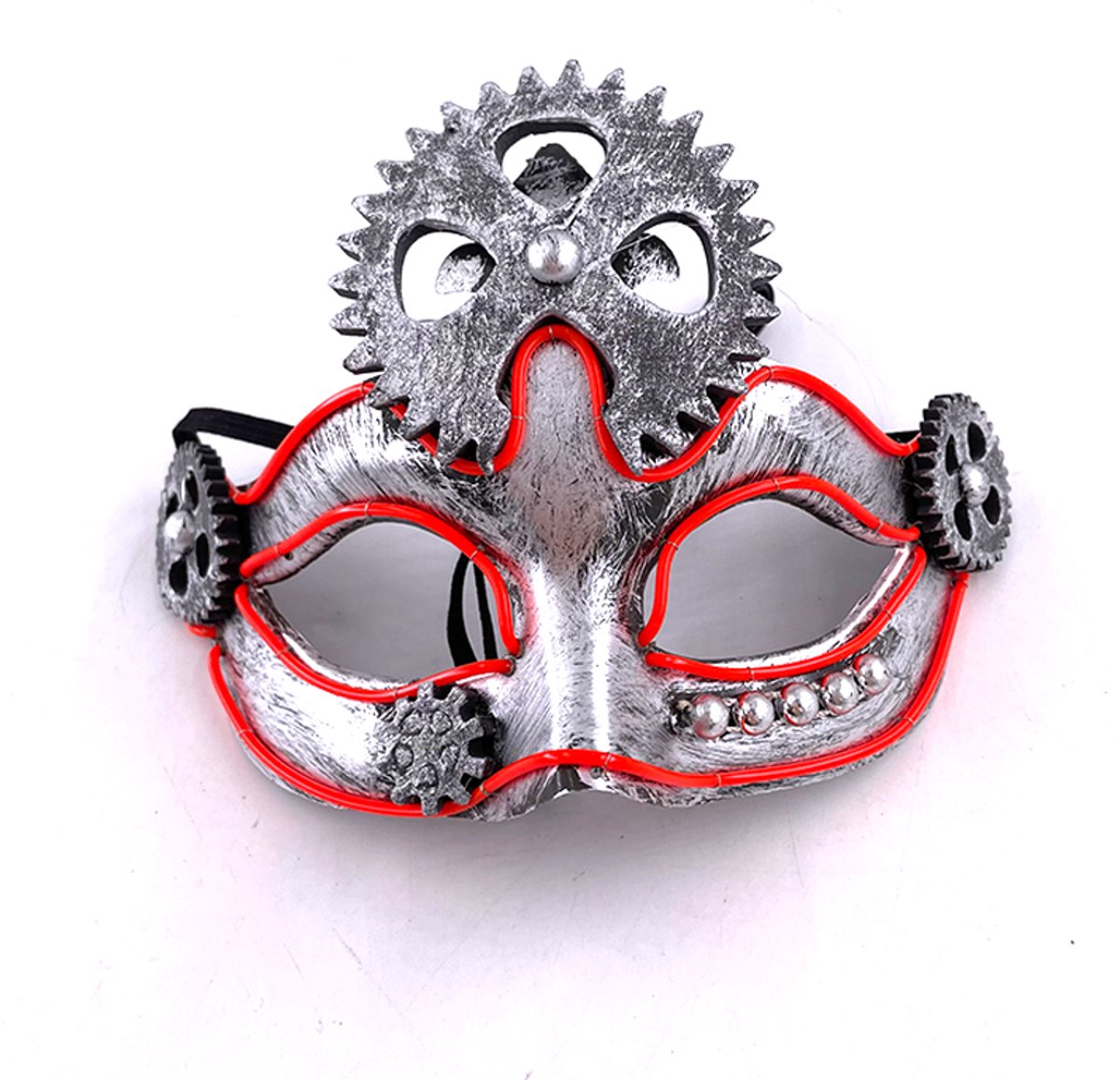 Doppler LED Steampunk Half Face Masker - Lichtgevend Verkleedmasker met 3 Lichtmodi - Halloween, Carnaval, Festival – Rood