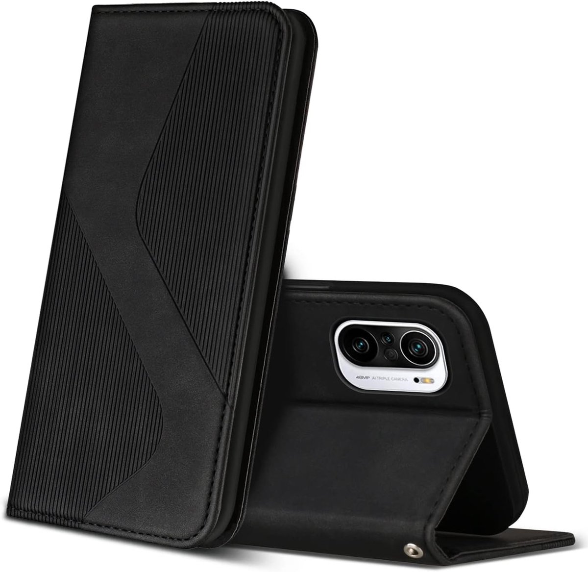 Hoesje voor Xiaomi Poco F3 5G / Xiaomi Mi 11i 5G, PU Kunstleer Bookcase Telefoonhoesjes met [Kaartsleuven] [Stand], Flip Case Beschermhoesje voor Poco F3 5G / Xiaomi Mi 11i 5G (Zwart)