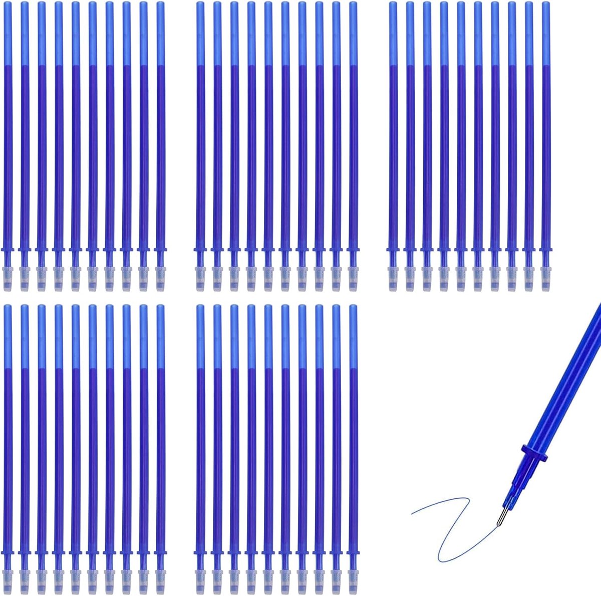 50 stuks uitwisbare reservevullingen, uitwisbare reservevullingen blauw 0,35mm voor uitwisbare balpen uitwisbare reservevullingen uitwisbare reservevullingen uitwisbare navulling voor kinderen