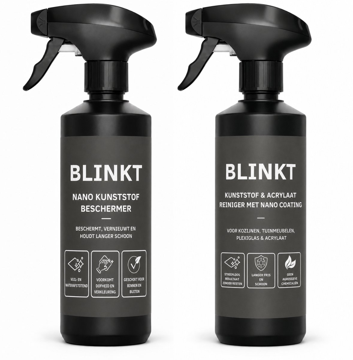 Kozijnen Onderhoud Set - Kunststof Reiniger & Coating Spray - Wax Alternatief met Nano Coating - 2x 500ml - BLINKT