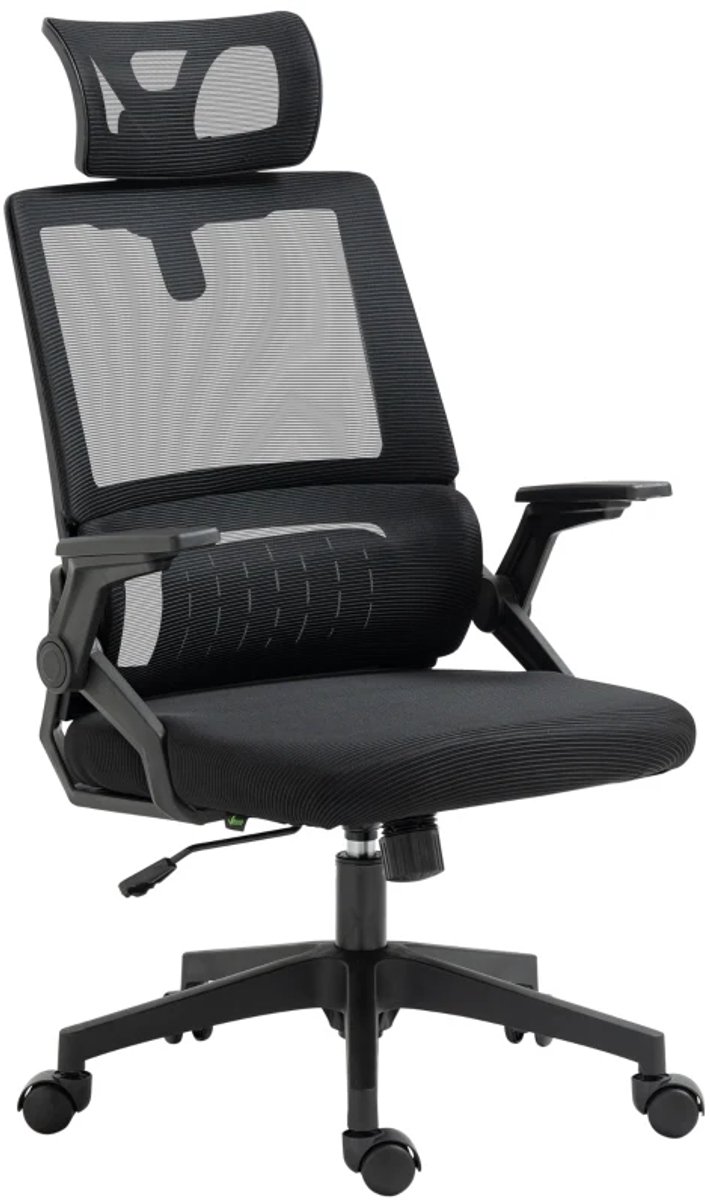 Ergonomische Bureaustoel met Verstelbare Hoofdsteun - In Hoogte Verstelbaar - Kantoorstoel - Gamestoel - Volwassenen Stoel - Computerstoel - Directiestoel - Zwart