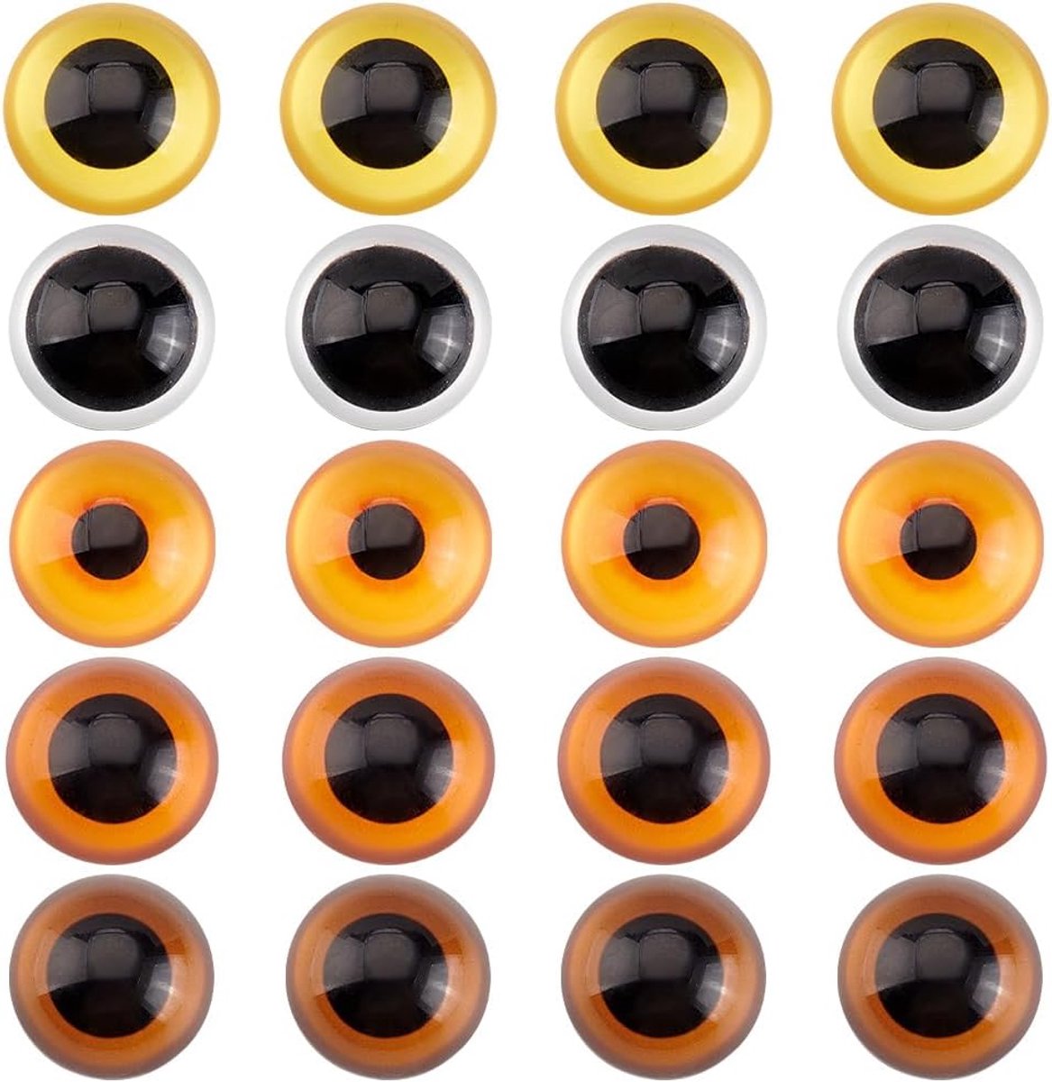 PandaHall 20 stuks glazen cabochons met 30 mm ogen, 5 kleuren halfronde dierenogen, draak, uil, kat, camee, dier, koepel, tegels voor pluche dieren, sieraden resultaten