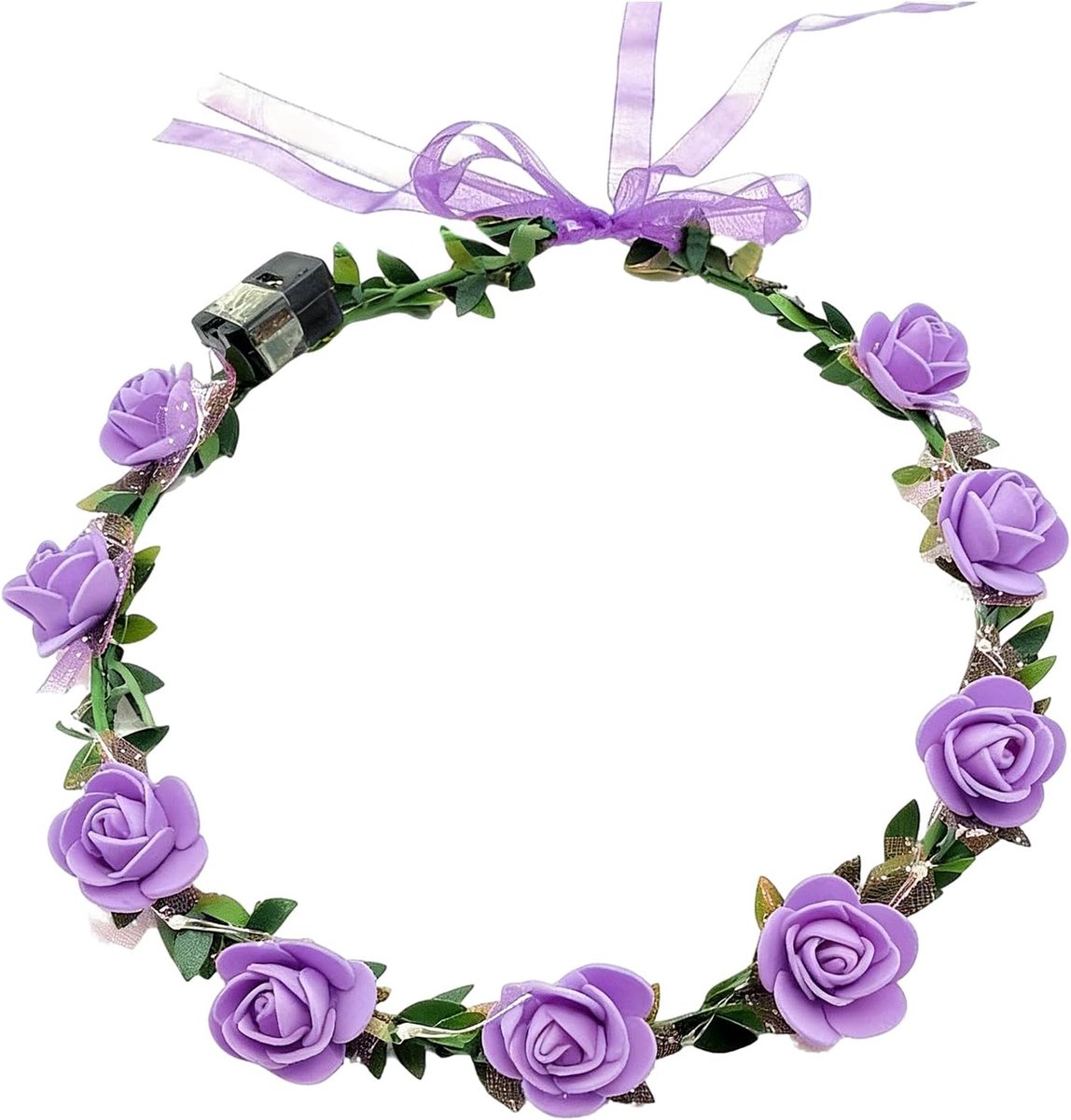 haarband meisjes led bloemen krans hoofdband haarkrans oplichtend slinger hoofdband voor dames verjaardag Kerstmis Halloween carnaval party Pasen (paars)