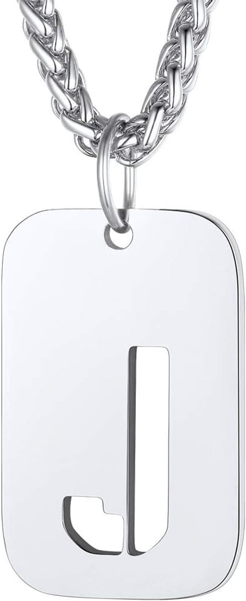 Dog Tag Hanger Ketting Met Beginletters Voor Mannen Vrouwen, Unisex Roestvrij Stalen Dog Tags Sieraden Verstelbare 55cm + 5cm Ketting Gepersonaliseerde Hol Gesneden Alfabet Monogram Tag Ketting