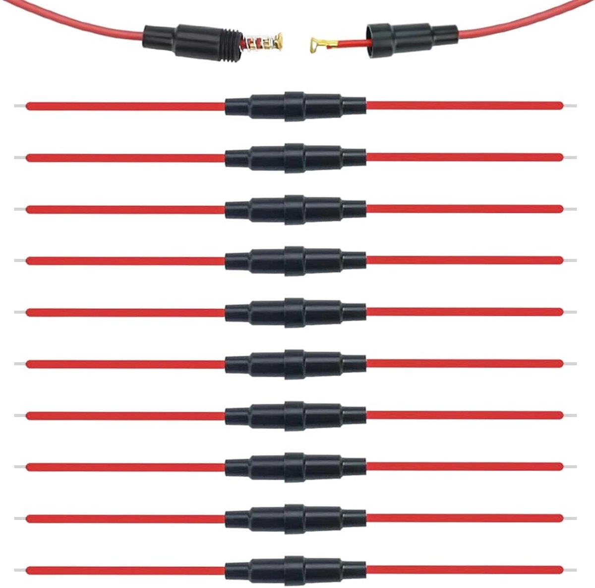 10 stuks professionele inline schroef type AGC zekeringhouder set, 32V 20A zekeringkast met 22 AWG draad, voor Fast-Blow Glass Zekering (5X20mm)