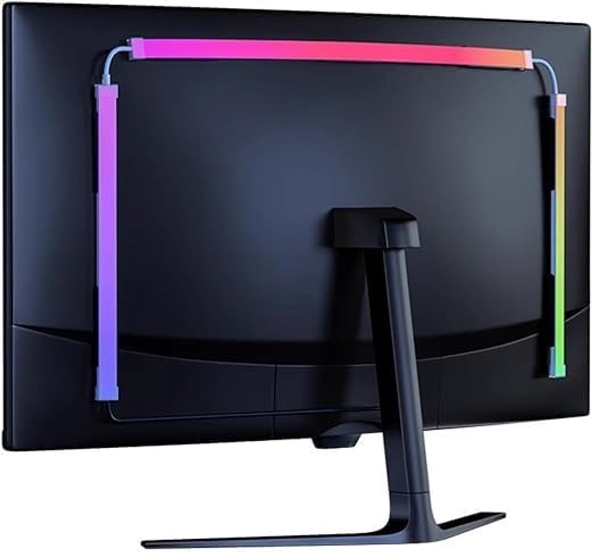 onder monitor, led-strip achter pc, kleurveranderende USB-lamp