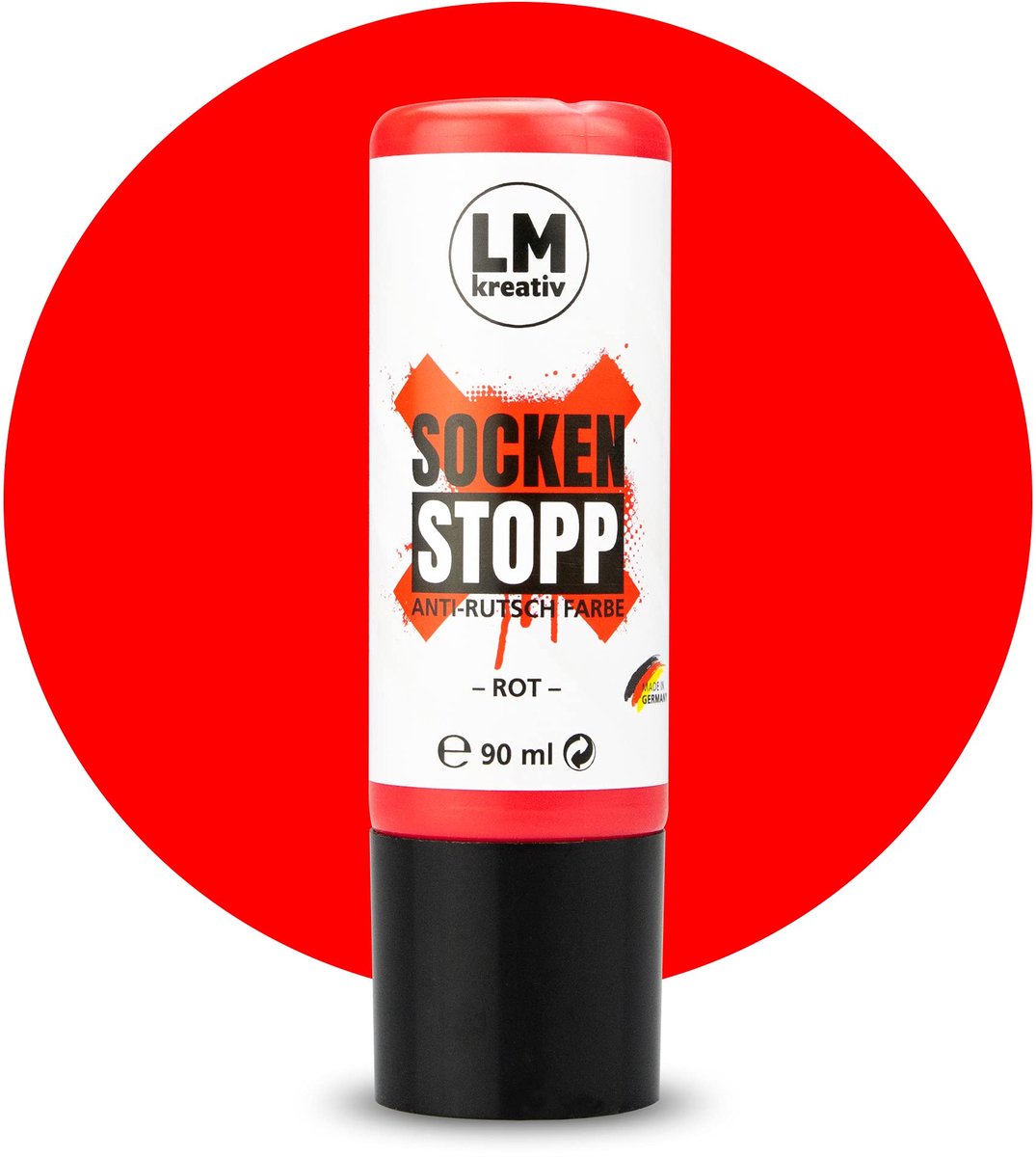 LM-Kreativ Sock Stop - Antislip textielverf 90 ml - Rood - Waterdicht en wasbaar tot 40 C