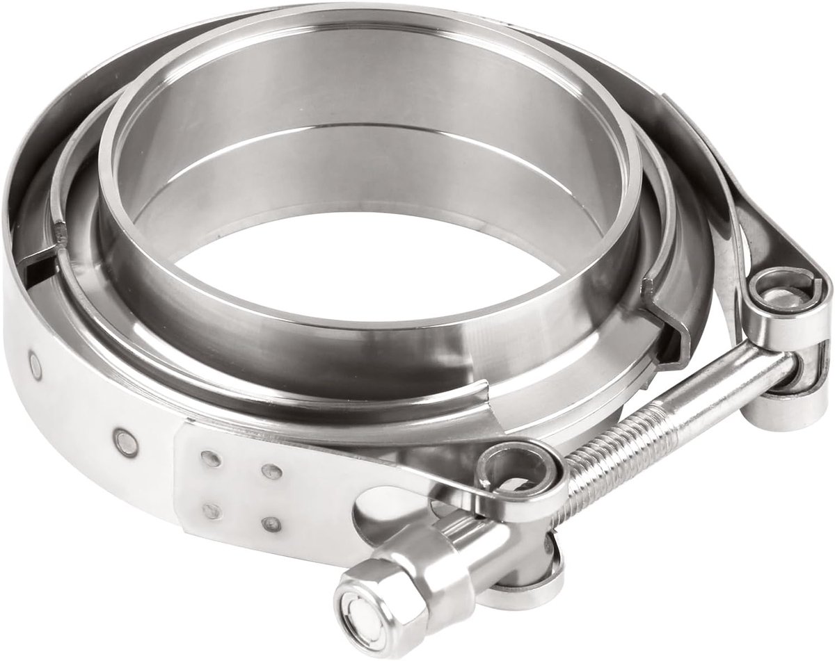 1 stuk Ø 76,2 mm (3,0 inch) V-bandklem + flenzen, volledig roestvrij staal, extra turboslang, roestvrijstalen V-bandklem, set turbo-uitlaatsysteem, snelsluiting