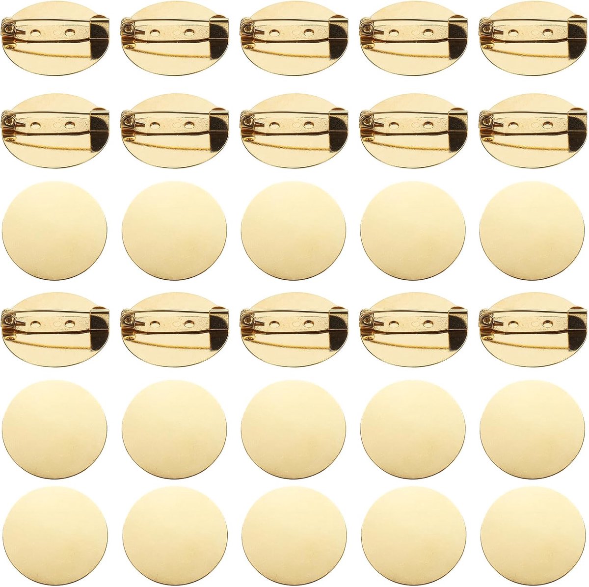 50 stuks lege ronde reversspeldjes met metalen naalden voor metalen naalden met onderkant voor spelden voor corsage badge, ID-kaarten, naamlabels, doe-het-zelf (26 mm/1 inch)