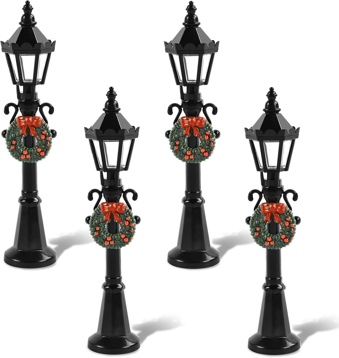 Miniatuur straatlantaarn, 4 stuks, kabouteraccessoires, mini-poppenhuis accessoires, modelbouw, feeëntuin, accessoires, tuindecoratie, ornament, modelspoorweg, spoorwegdecoratie (A017)
