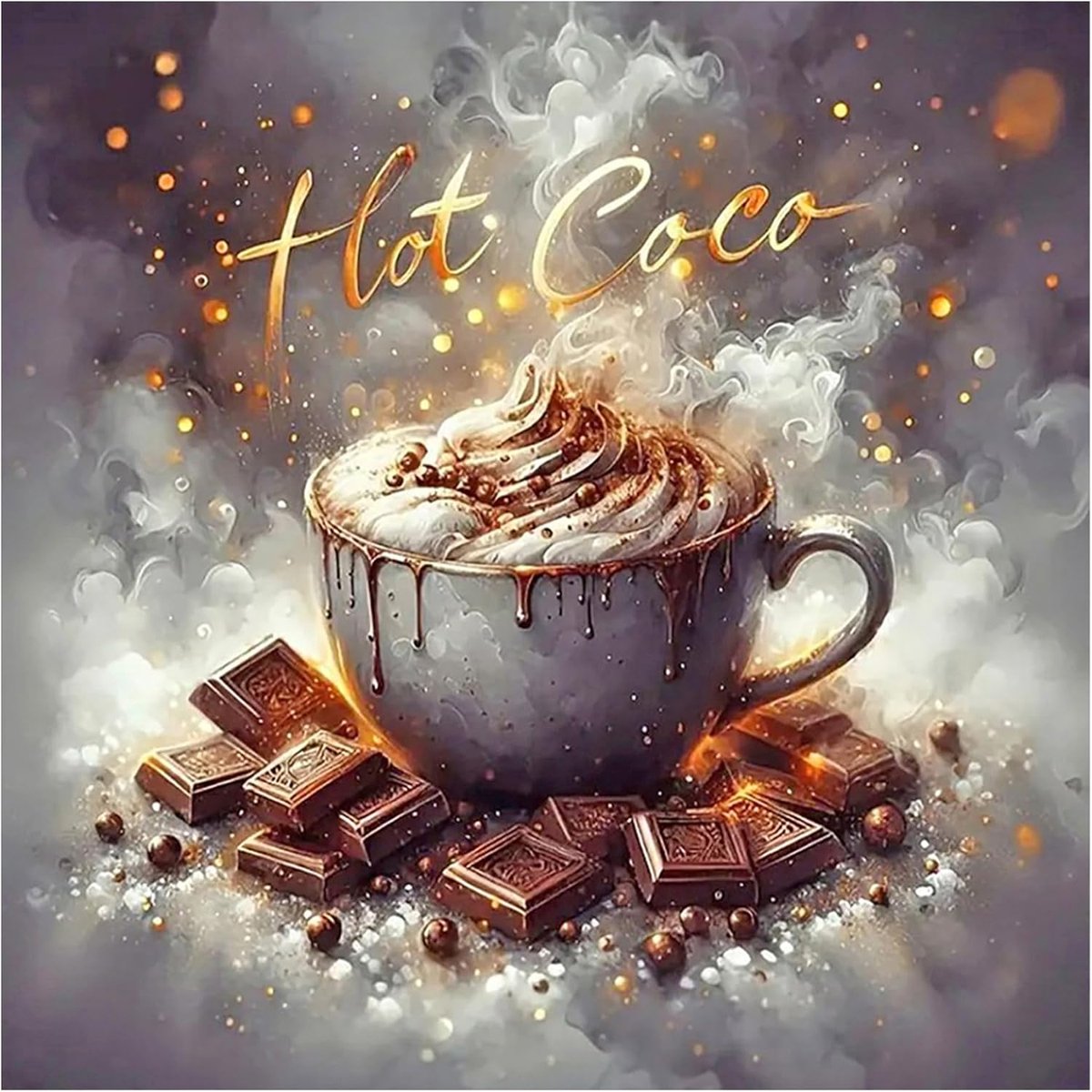 Diamond Painting Hot Cacao 30 x 30 cm Diamond Painting Keuken Chocolade Diamant Schilderij Keuken Hot Cacao Mozaïek Diamant Schilderij Kunst Borduurwerk Kruissteek Foto's Cadeau Wanddecoratie