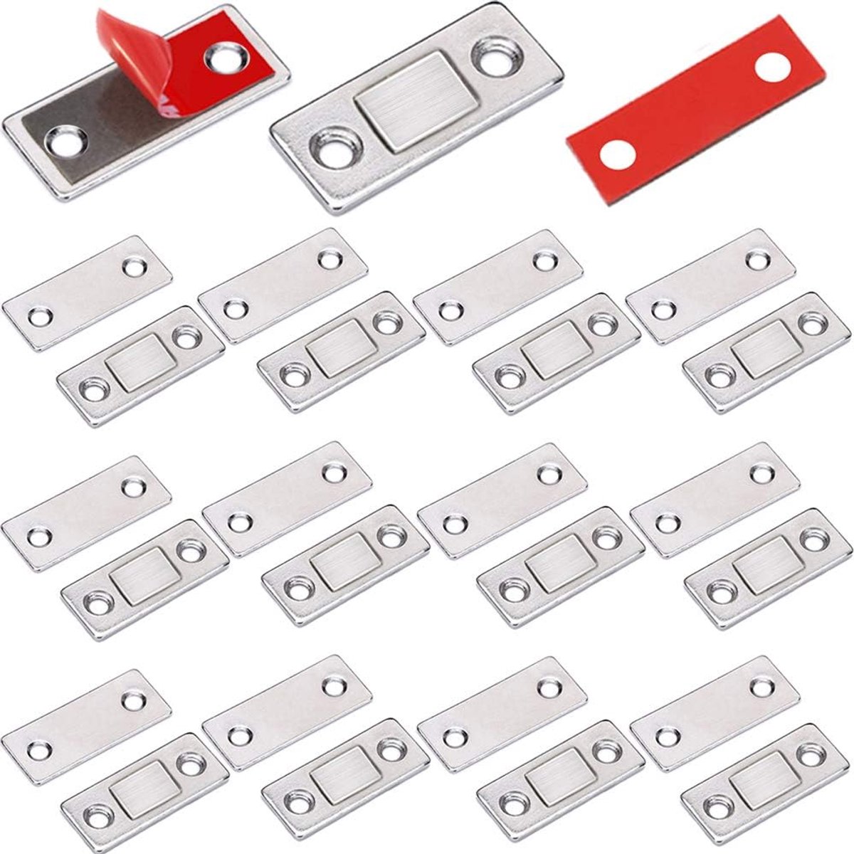 Jiayi 12 Stuks Ultradunne Magnetische Deurvanger Lade-magneet Roestvrij Staal Magnetische Sluitingen Voor Schuifdeurdranger Keukendeursluiting Kledingkast Deurmagneten Lijm