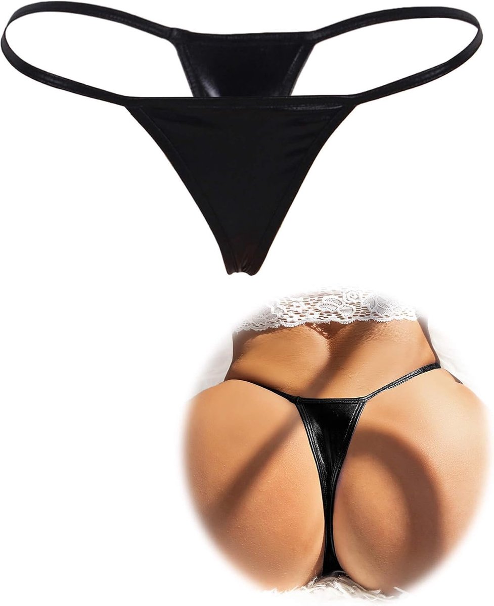 ohyeahlady Dames Micro Bikini Sexy Mini String Tanga Kunstleer Erotische G-String String String Grote Maten T-Back Ondergoed Lage Taille Onderbroek Zwemkleding Strand Panty Plus Size