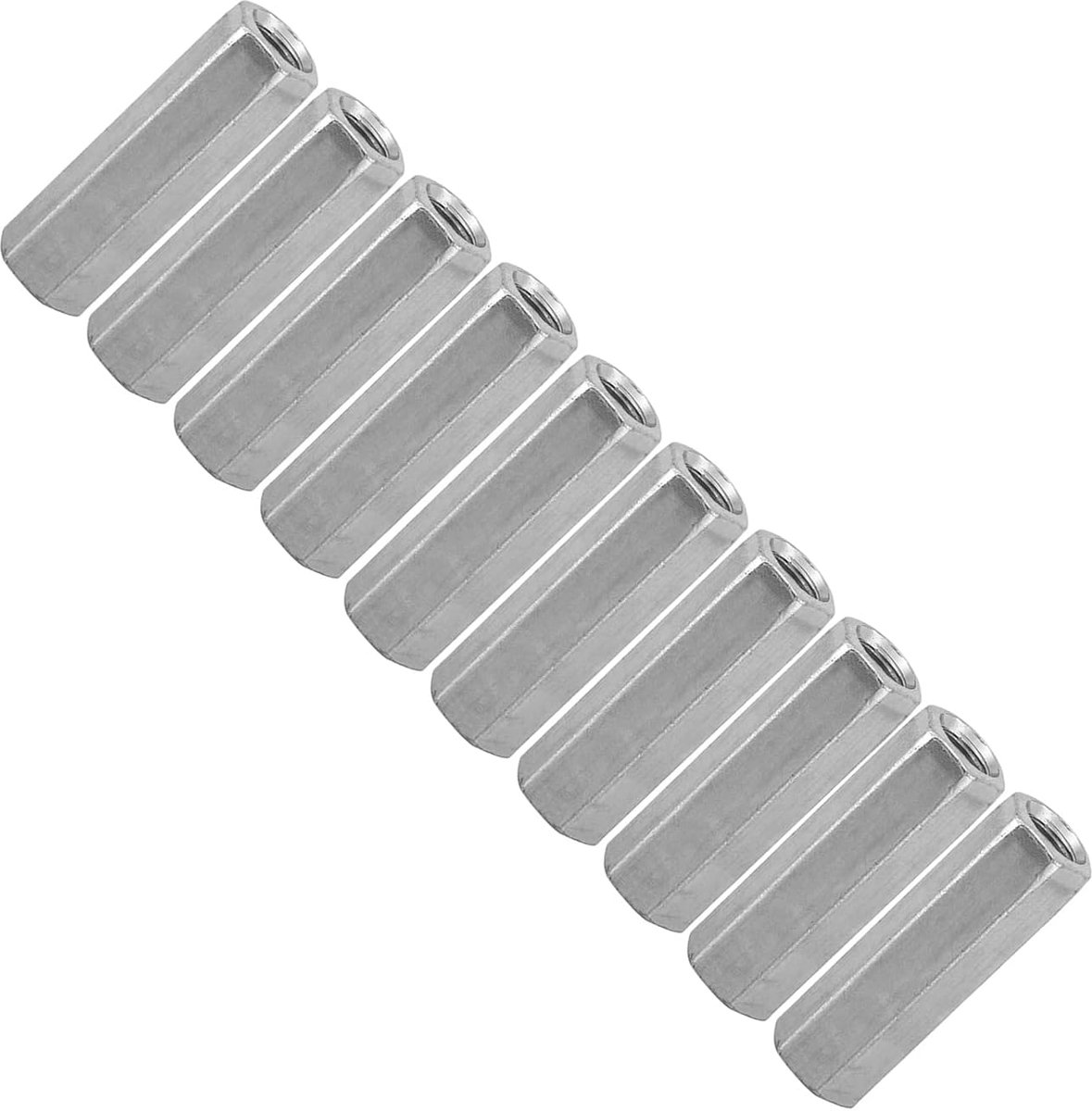 10 Stuks M8 Lange Bevestigingsmiddelen met Schroefdraad 0 Staafmoer Zeskant Zeshoekige Mouw Afstandhouder (M8*40)