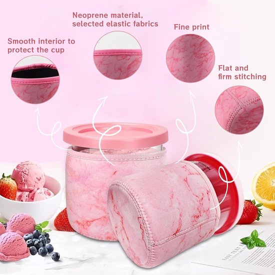 4 stuks Ice Cream neopreen hoes voor Ninja Creami accessoires, herbruikbare warmte-isolerende deksels voor NC301, NC300, NC299AMZ Ice Maker Container (16oz) — afbeelding 3