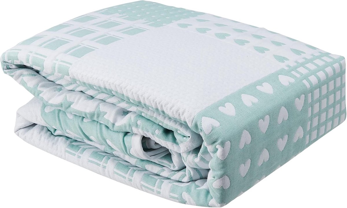 Colcha Bouti Ligera Sprei Sofia 21, Polyester Katoen, Groen, Cama 90: 180 x 270 cm
