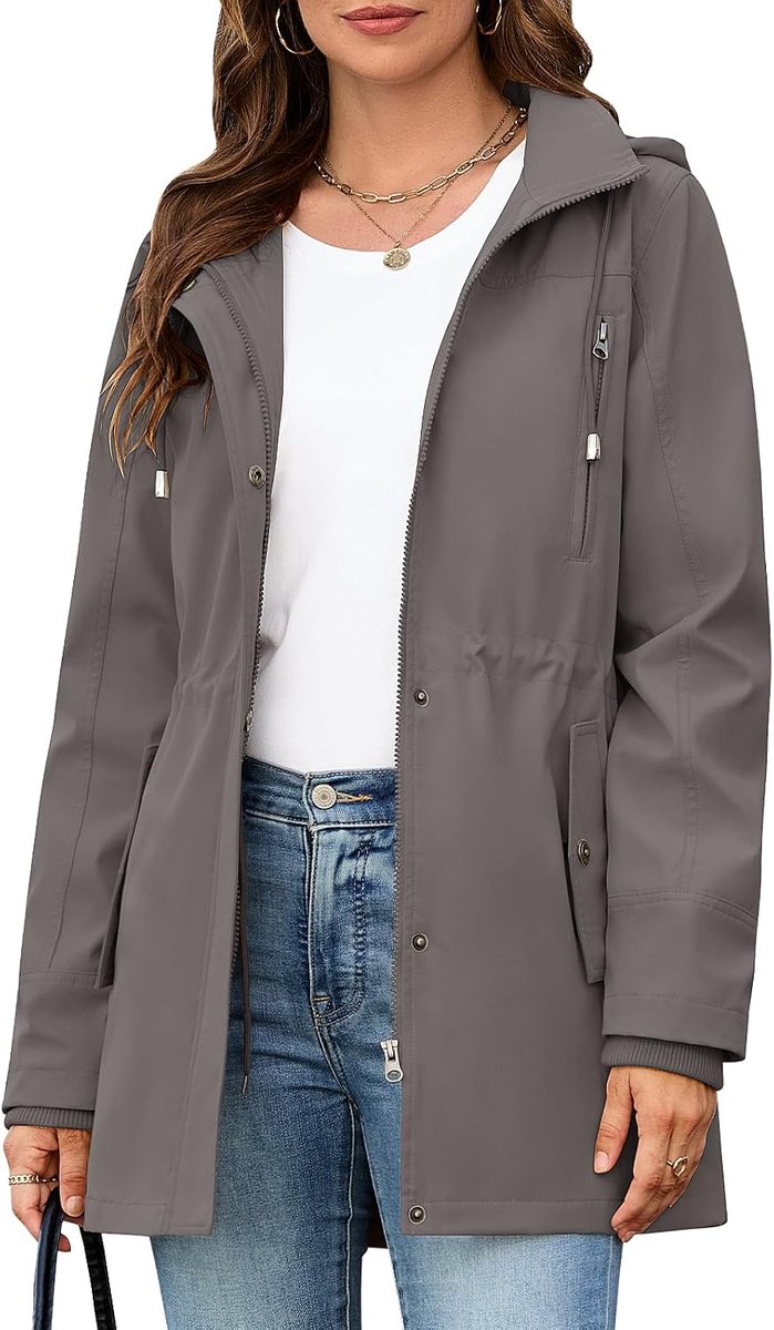 Damesjas, tussenseizoen, outdoor, lichte jas met capuchon, jassen met ritssluiting, lente, herfst, casual, parka