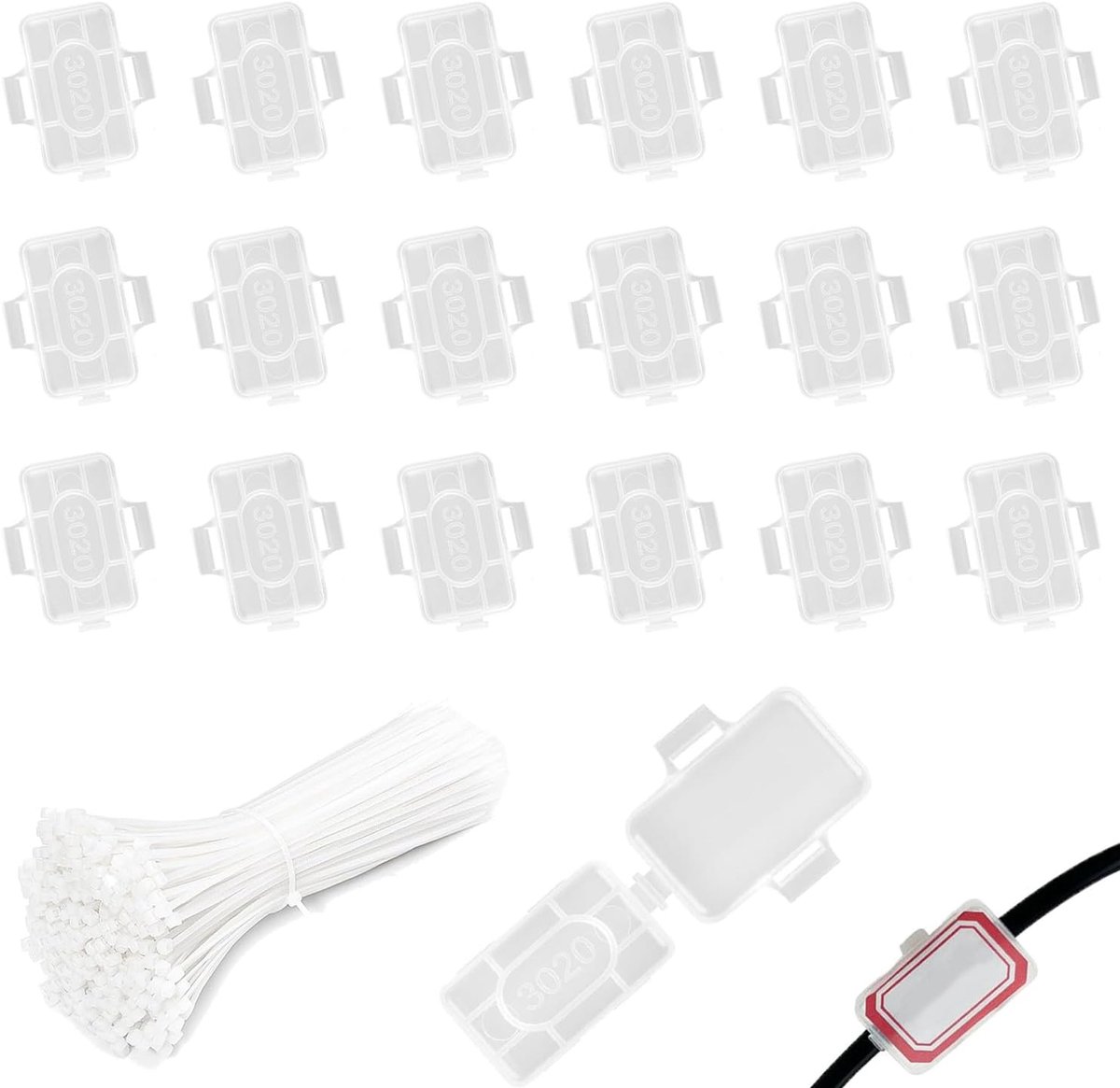 40 stuks kabelbelettering, transparante waterdichte kabelmarkering, kabelbelettering clip met 40 stuks nylon kabelbinders voor het markeren en sorteren van alle soorten kabels