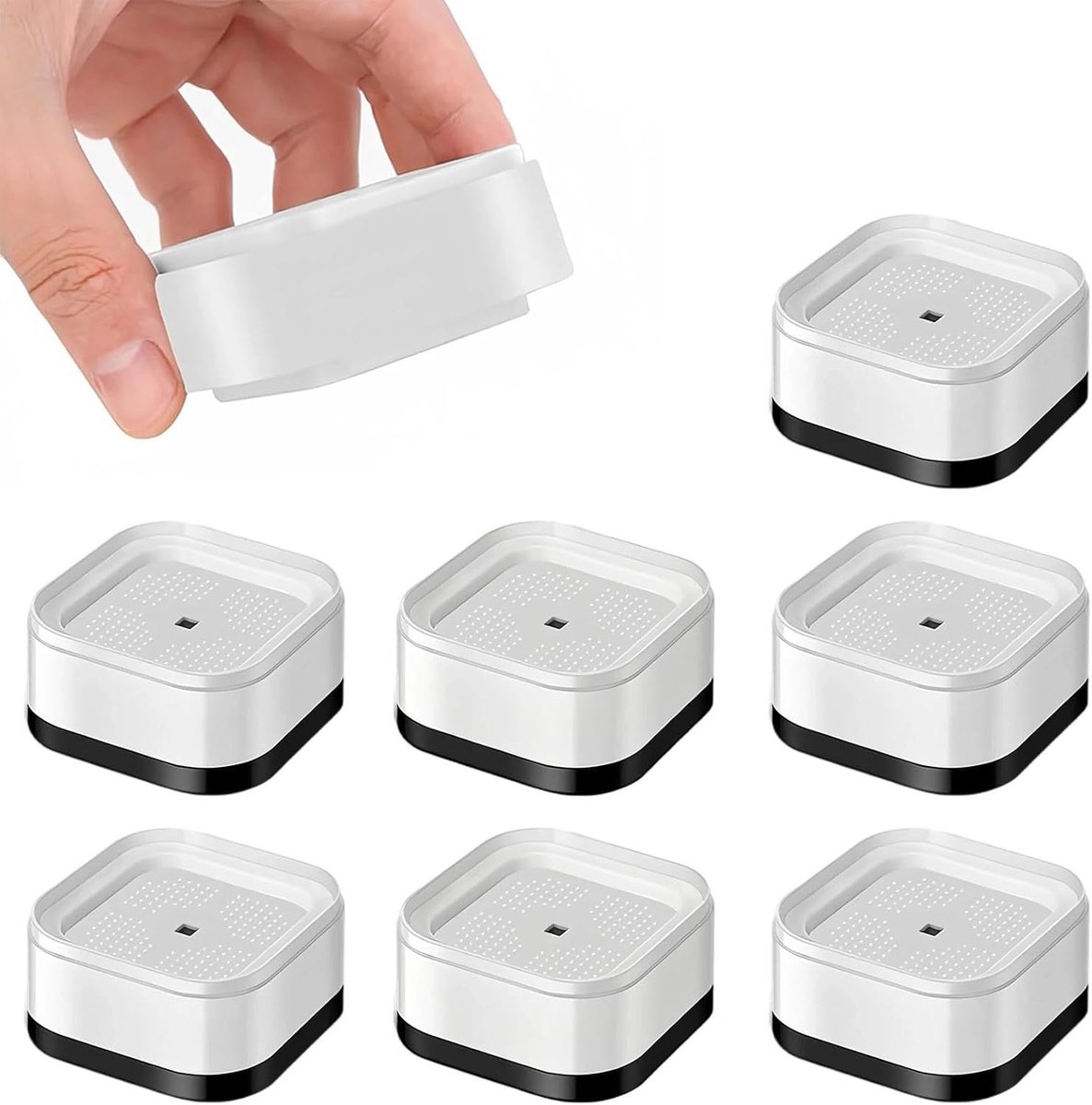 8 stuks stapelbare meubelverhoging, tafelbeenverlenging, wit, wasmachinevoeten (hoogte 3,5 cm), verstelbare tafelverhoging, voor wasmachines, banken, tafels, kledingkasten