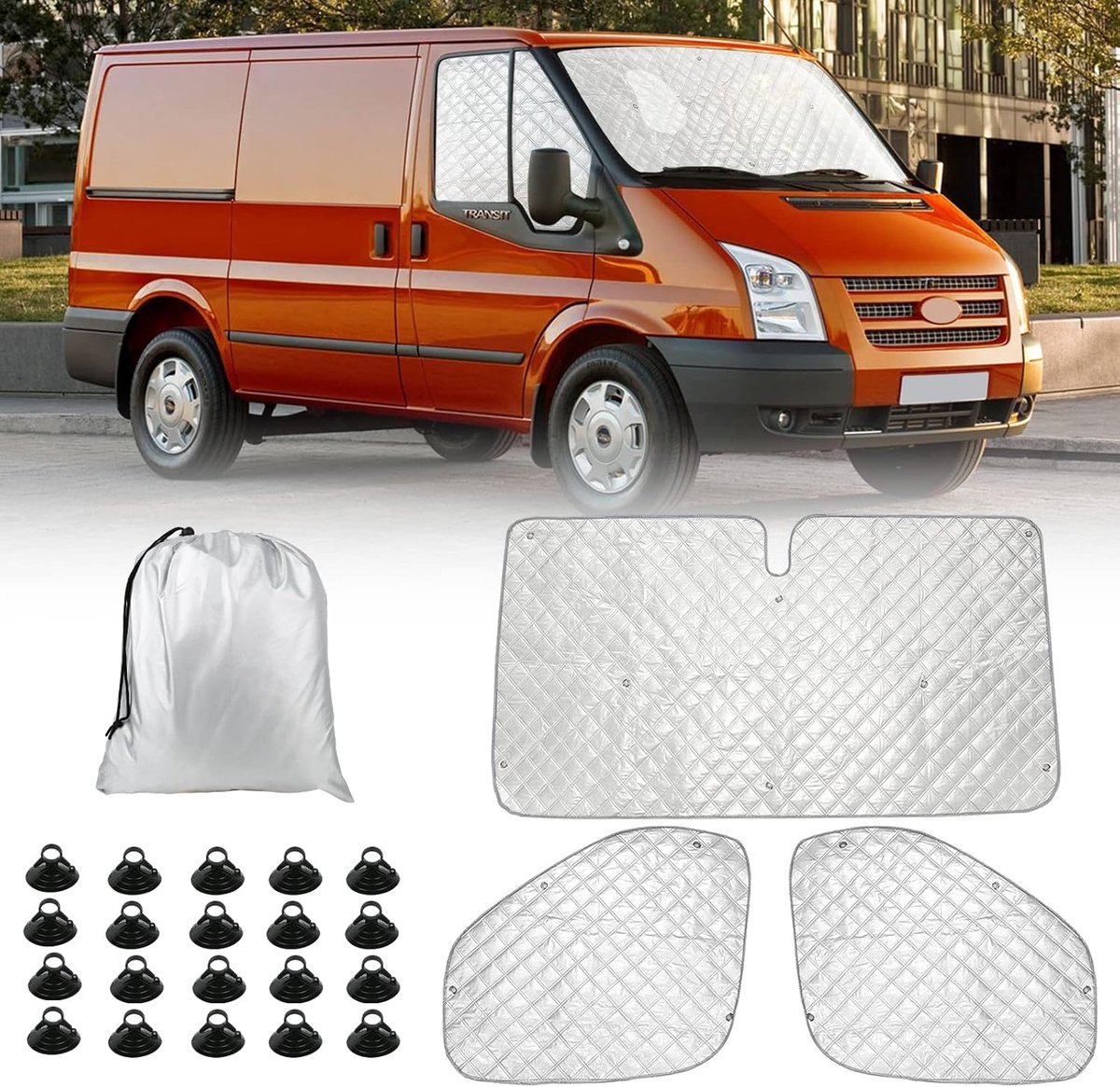 cabine-interieur voor Ford Transit Van MK7, 3-delig UV- & waterbestendig zonwerend voorruitinterieur voor camper privacy & temperatuurregeling