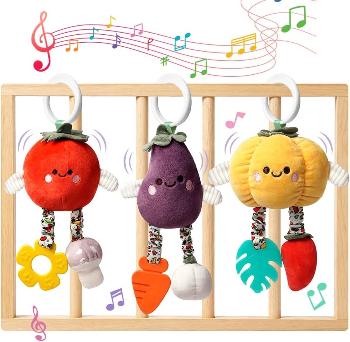 Kinderwagenspeelgoed, rammelspeelgoed om op te hangen, sensorisch spel, pluche fruitspeelgoed, educatief pluche speelgoed voor pasgeborenen, cadeau voor kinderen, tomaat