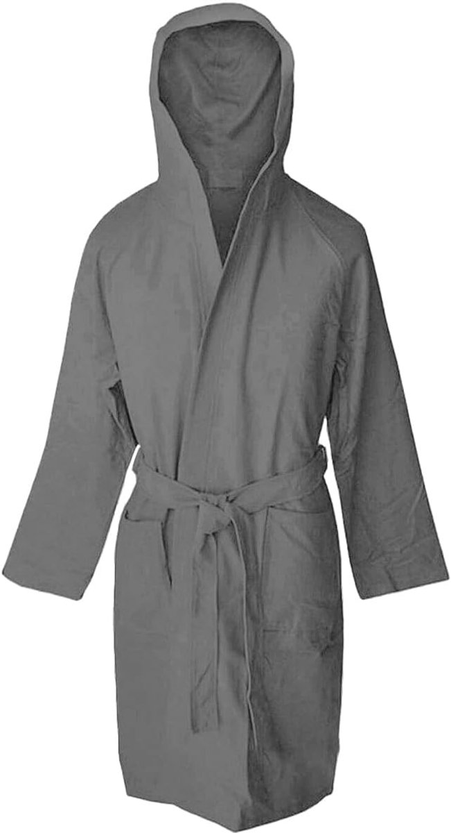 Sesal Badjas voor dames en heren van microvezel, zacht, licht, ruimtebesparend, sneldrogend, met capuchon, zakken, riem met lussen en haken