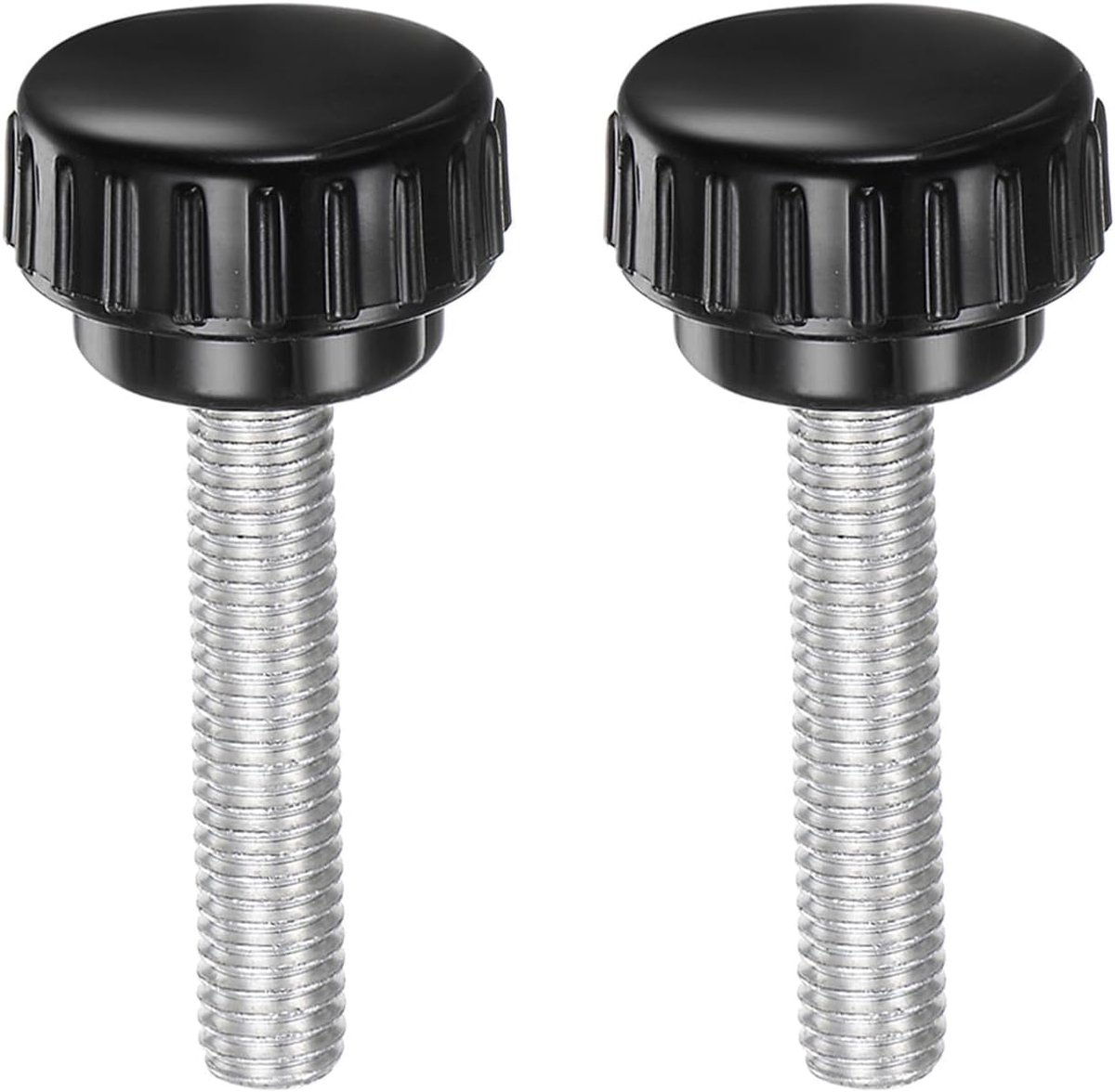M8 x 40 mm gekartelde spanknoppen metrische buitendraad handvat type duimschroef 30 mm ronde kunststof kop met schroefdraad handschroef draaiknop zwart 2 stuks