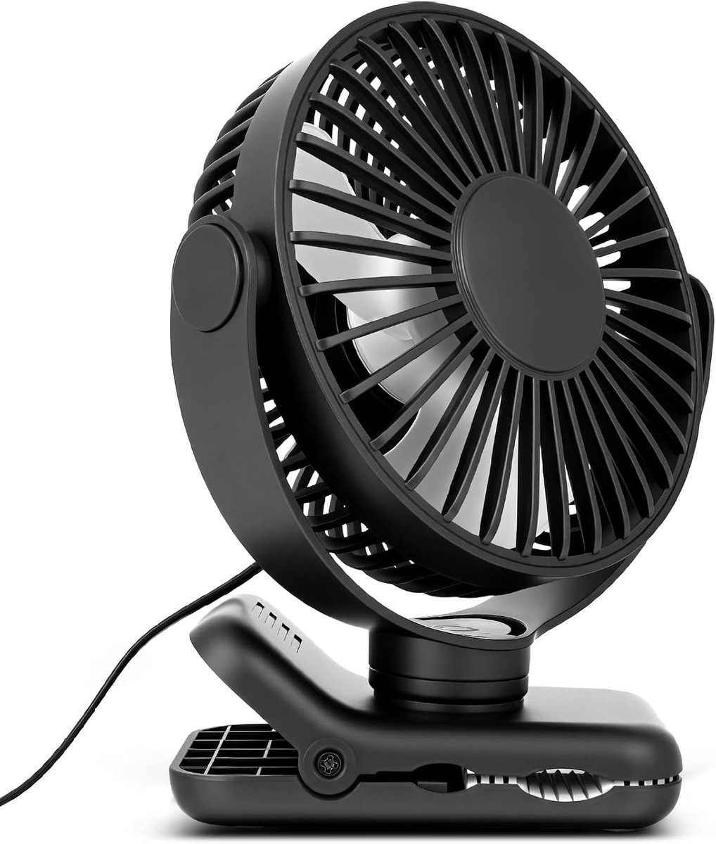USB-bureauventilator, kleine bureauventilator met clip, 5 inch draagbare stille ventilatoren met 3 snelheden, 360° draaibare krachtige koelende mini-ventilator voor kantoor, slaapkamer, thuis