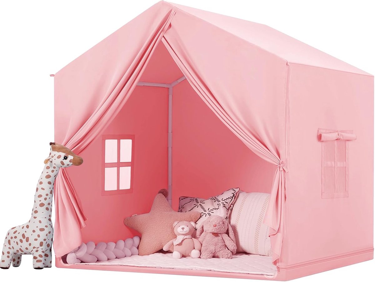 Roze Speelhuis Voor Kinderen Binnen - Peuter Tent Met Raam - Grote Kindertent Speeltenten Voor Meisjes En Jongens Speelgoed Voor Binnen En Buiten Speelkamer Cadeau