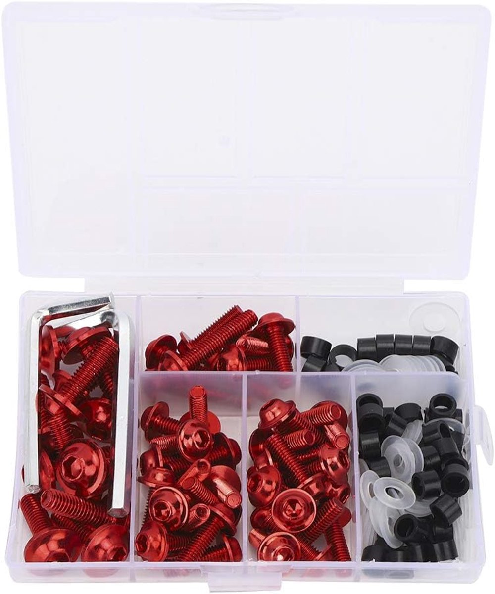Kuip Bouten Kit, 158 Stks/set Universele Kuip Bouten Pakking Sleutel Kit Motorfiets Accessoire (rood)