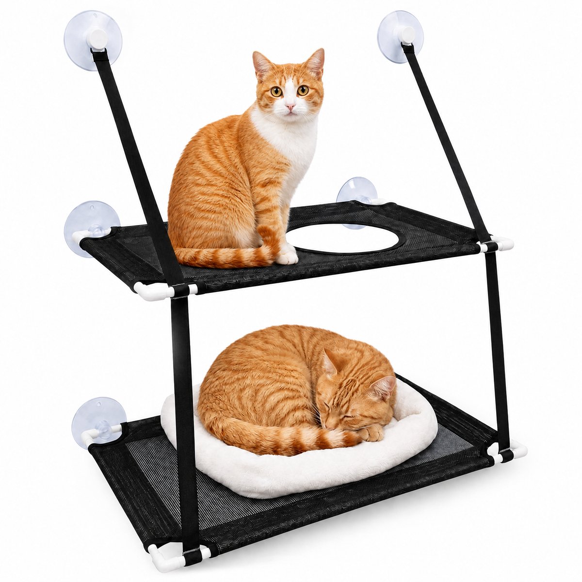 Bol.com Raamhangmat - Dubbellaags - Met zuignappen - 20kg draag gewicht - Kattenhangmat - Hangmat kat - Kattenbed - Kattenkussen... aanbieding