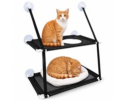 Hamac de fenêtre - Double couche - Avec ventouses - Poids de transport de 20 kg - Hamac pour chat - Hamac pour chat - Lit pour chat - Oreiller pour chat - Canapé pour chat - Panier pour chat Fenêtre - Hamac pour chat Fenêtre - Zwart