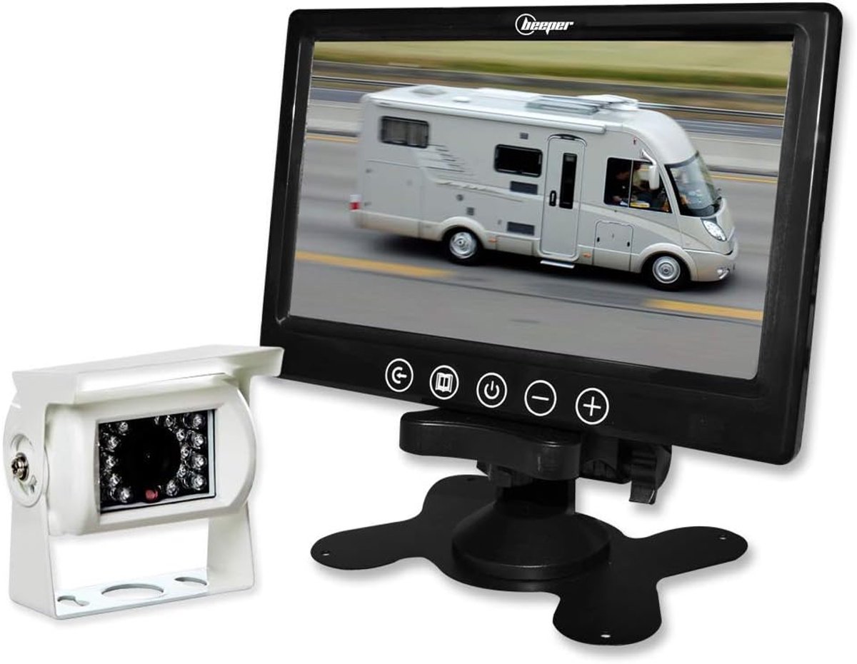 SnelShoppen - Camping Achteruitrijcamera Set met 7 Inch LCD Scherm - Economische Beeper RWEC79X voor Motorhomes - Wit, Eenvoudige Installatie, Veilig